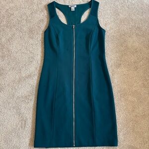 DKNY Green Front Zipper Dress